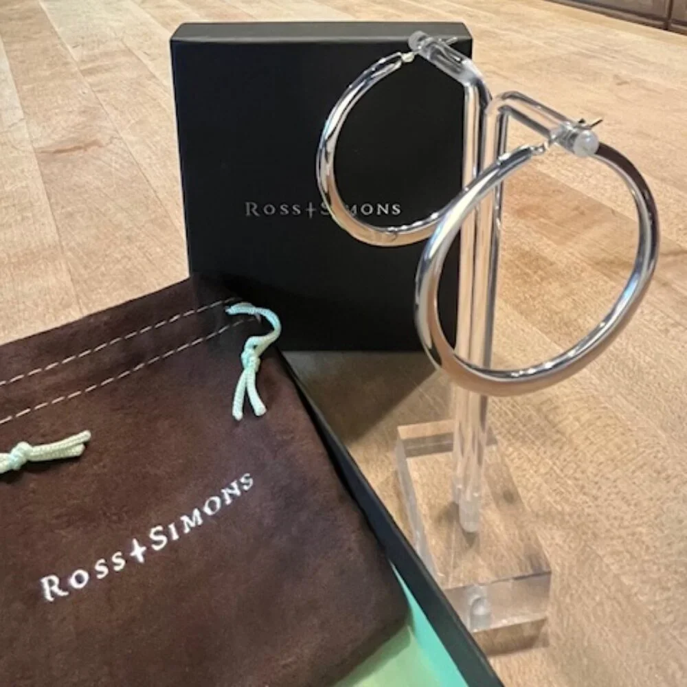 Italian Sterling Silver 2" Graduated Hoops – new in box - Picture 1 of 5